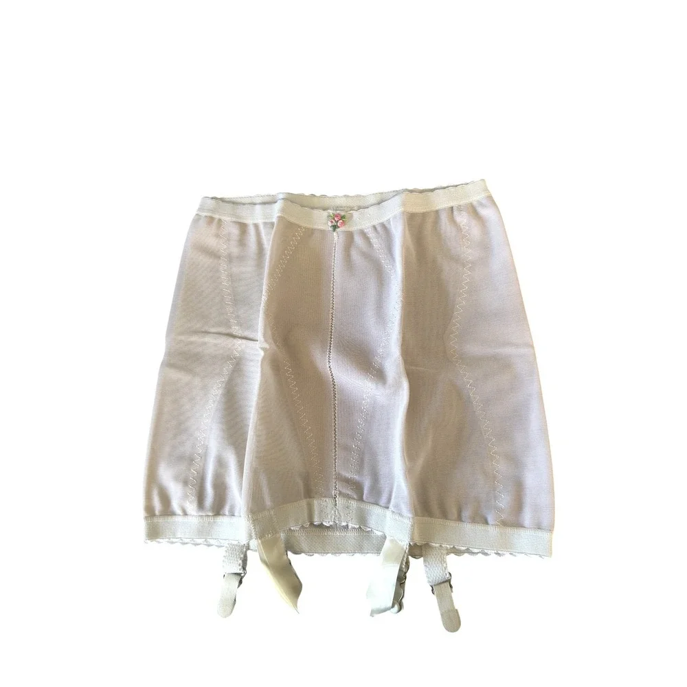 Vintage Body Lites JCPenney White Lace Garter Belt & Girdle Set NWT Medium JS